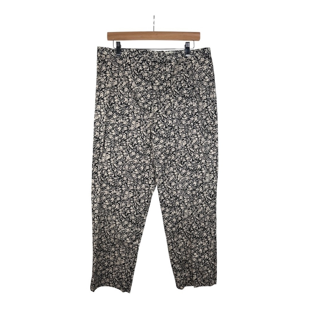 New Eddie Bauer Floral Print‎ Straight Pants size 16 Black/Beige